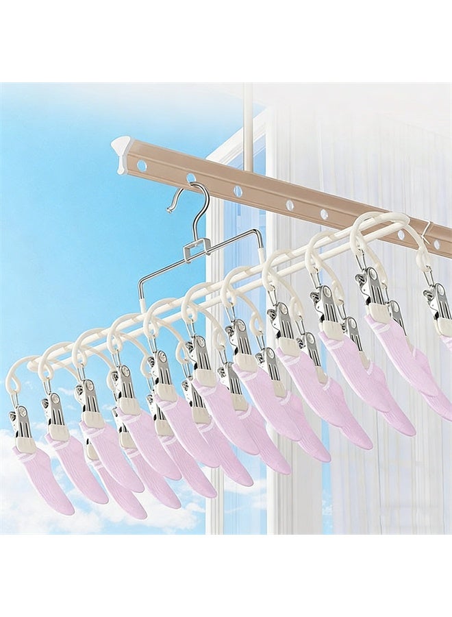 هومستر التجفيف معلق مع 20 مقاطع، الفولاذ المقاوم للصدأ الرياح معلق الملابس رف، الغراء الناعم غسيل تجفيف رف بدون أثر خزانة المنظم للملابس الداخلية، الجوارب، المناشف، الأبيض - Image 3